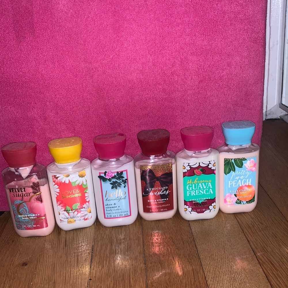 6 bath and body works travel size lotions